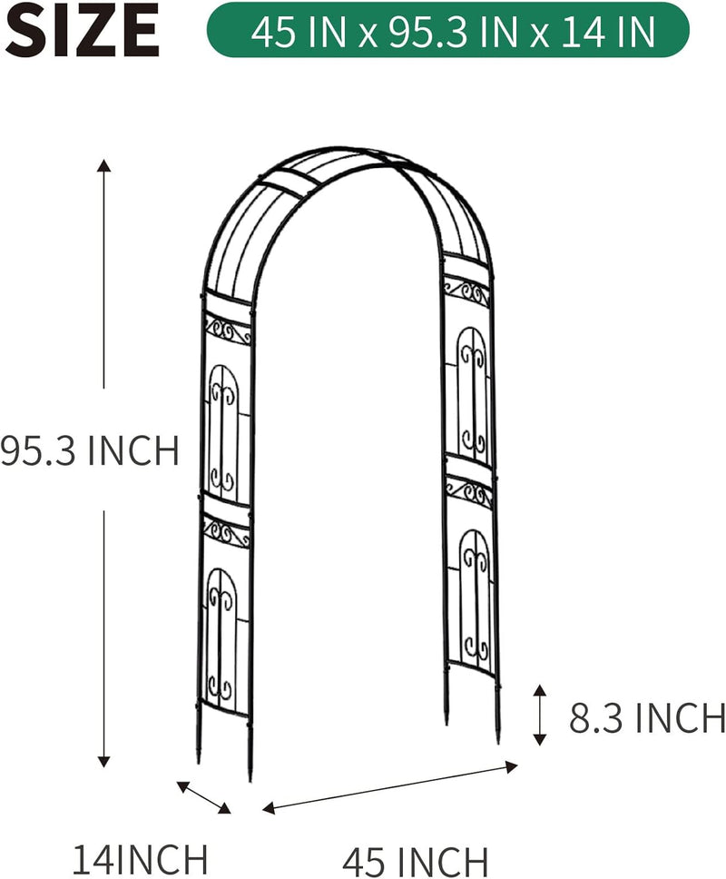 Rose Arch Arbour 87"h X 45"w Iron Curved