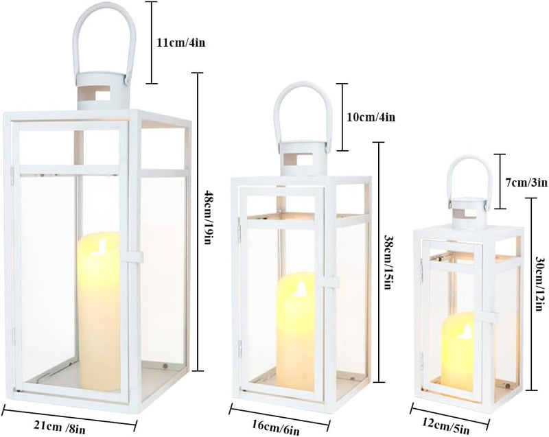 Rose Stainless Steel Candle Lanterns 48 38 30 (Set of 3)