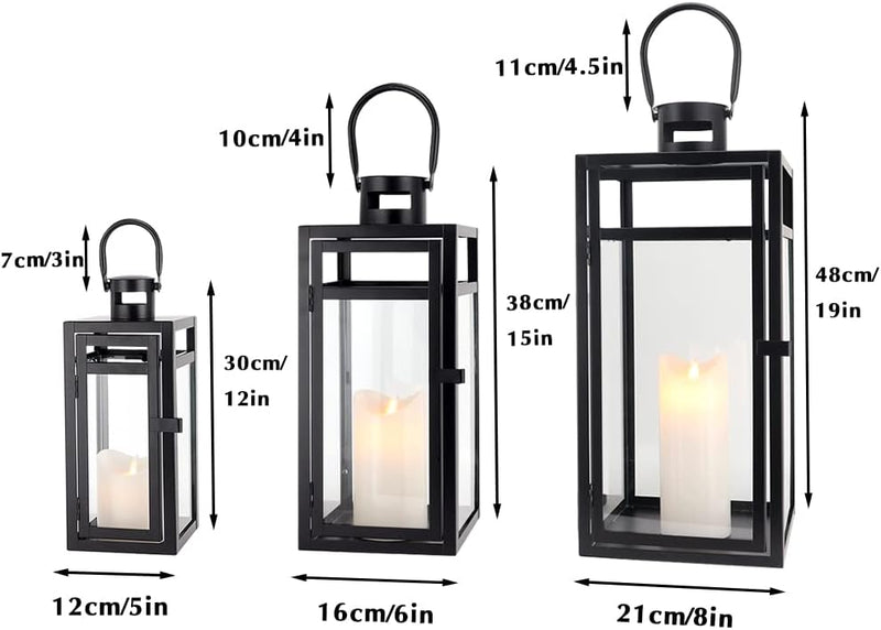 Rose Stainless Steel Candle Lanterns 48 38 30 (Set of 3)