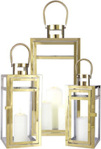 Rose Stainless Steel Candle Lanterns 48 38 30 (Set of 3)