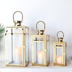 Rose Stainless Steel Candle Lanterns 48 38 30 (Set of 3)