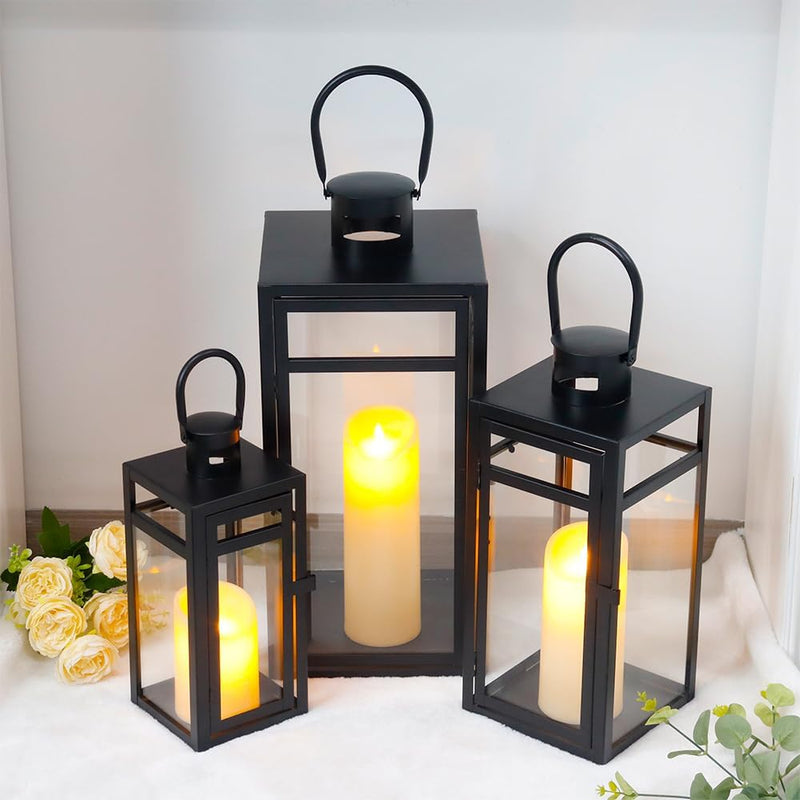Rose Stainless Steel Candle Lanterns 48 38 30 (Set of 3)