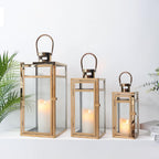 Rose Stainless Steel Candle Lanterns 48 38 30 (Set of 3)