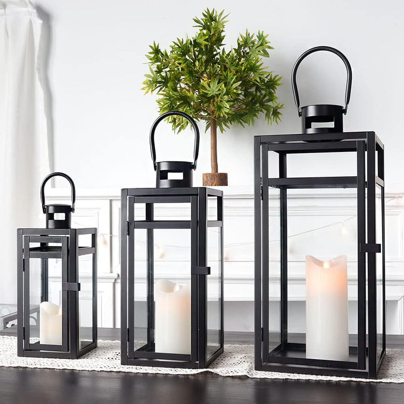Rose Stainless Steel Candle Lanterns 48 38 30 (Set of 3)