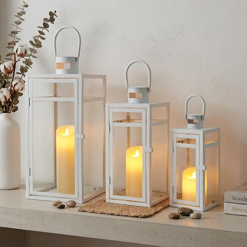 Rose Stainless Steel Candle Lanterns 48 38 30 (Set of 3)