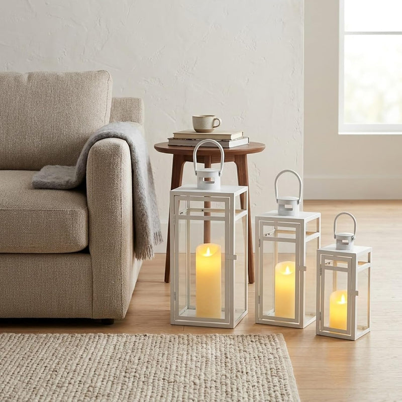 Rose Stainless Steel Candle Lanterns 48 38 30 (Set of 3)