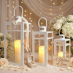 Rose Stainless Steel Candle Lanterns 48 38 30 (Set of 3)