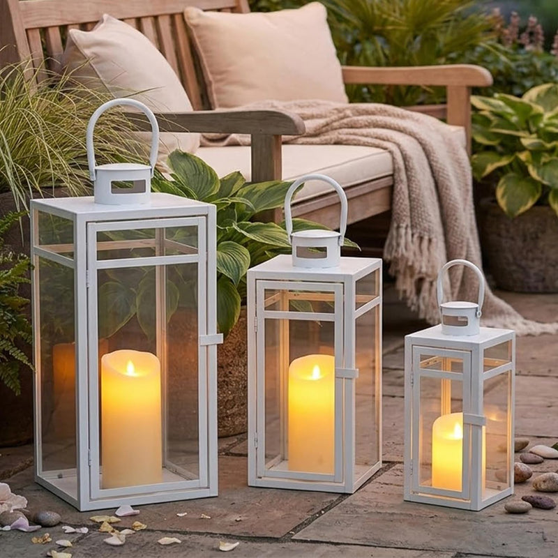 Rose Stainless Steel Candle Lanterns 48 38 30 (Set of 3)