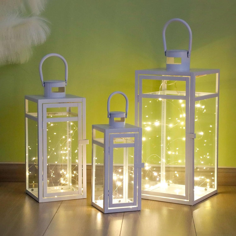 Rose Stainless Steel Candle Lanterns 48 38 30 (Set of 3)