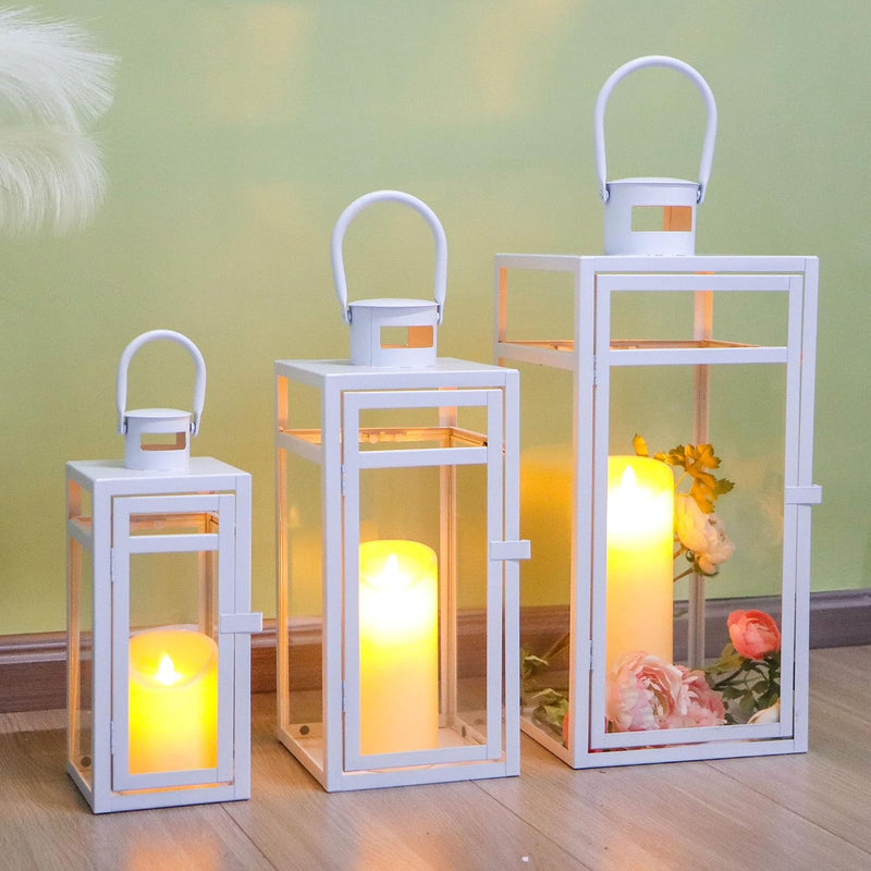 Rose Stainless Steel Candle Lanterns 48 38 30 (Set of 3)