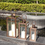 Rose Stainless Steel Candle Lanterns 48 38 30 (Set of 3)