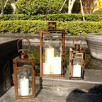 Rose Stainless Steel Candle Lanterns 48 38 30 (Set of 3)