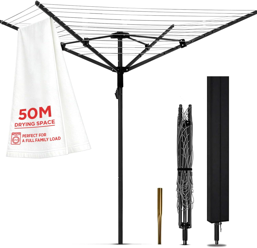 Rotary Washing Line 4 Arm 50m Folding Clothes