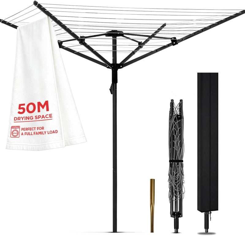 Rotary Washing Line 4 Arm 50m Folding Clothes