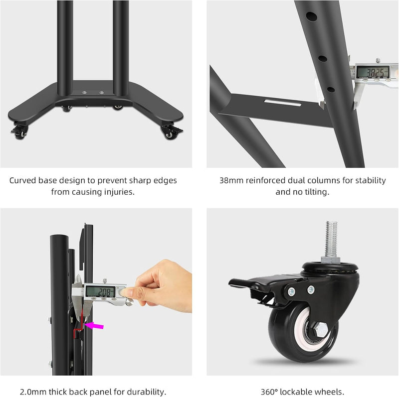Rotate Mobile TV Stand on Wheels Cart 32-65