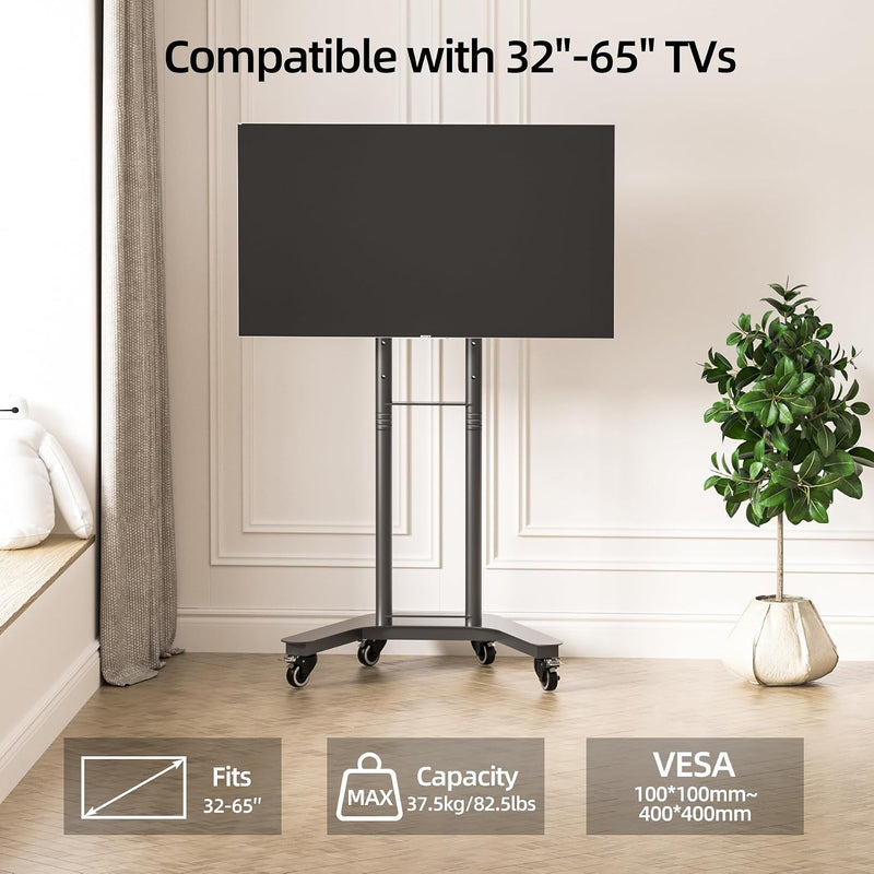 Rotate Mobile TV Stand on Wheels Cart 32-65