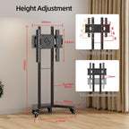 Rotate Mobile TV Stand on Wheels Cart 32-65