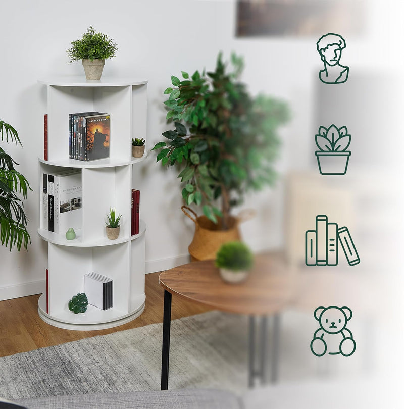 Rotating Bookcase 15 Compartments