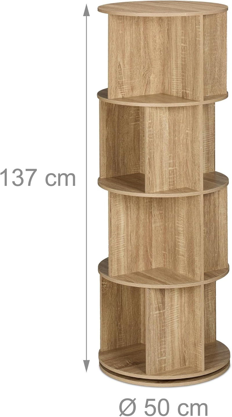 Rotating Bookcase 15 Compartments Hxd: Wood