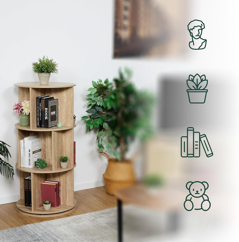 Rotating Bookcase 15 Compartments Hxd: Wood
