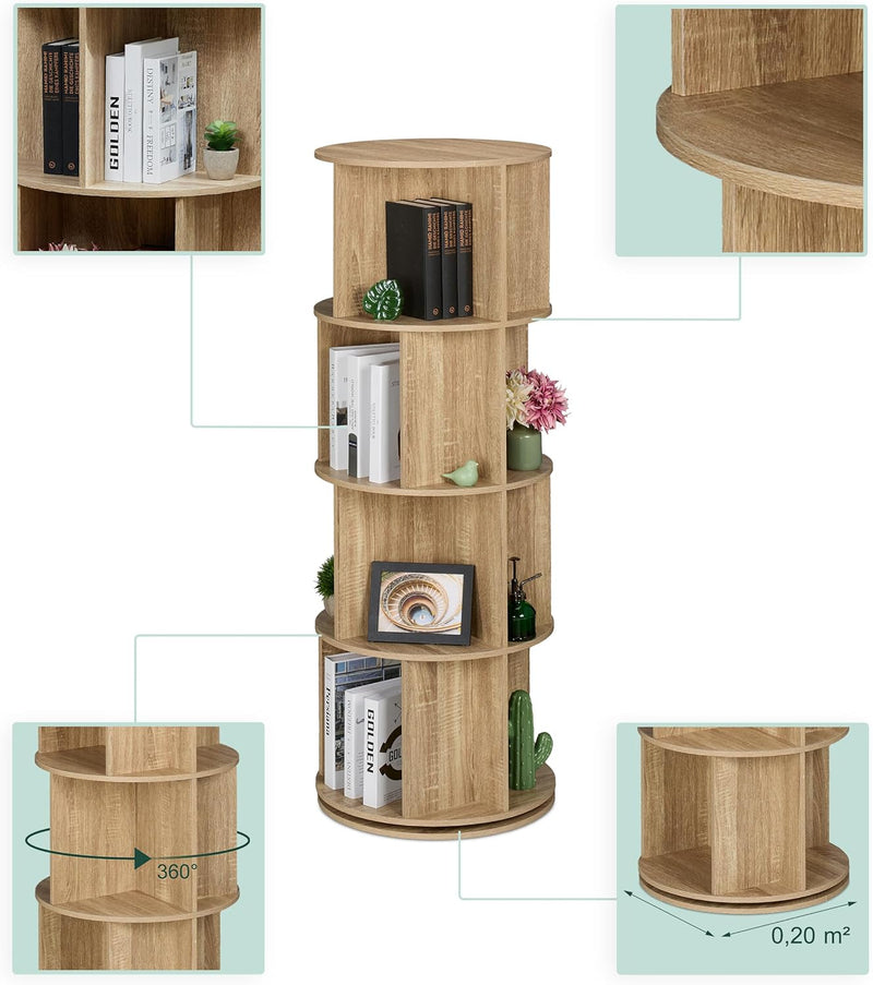 Rotating Bookcase 15 Compartments Hxd: Wood