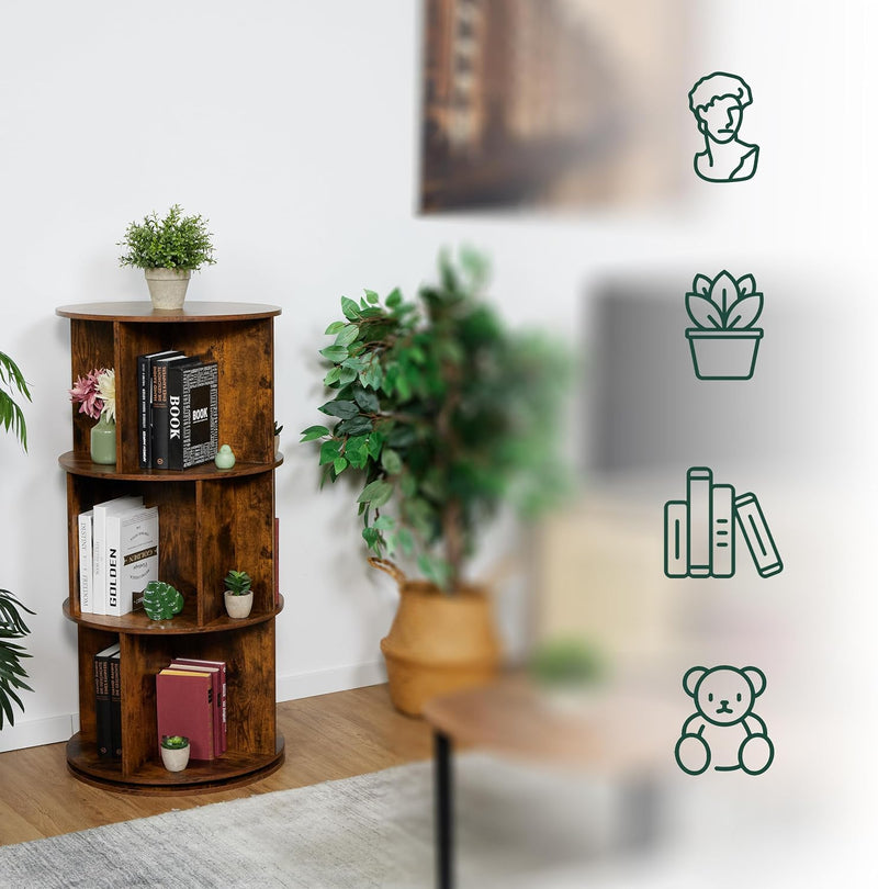 Rotating Bookcase 15 Compartments Hxd: Wood