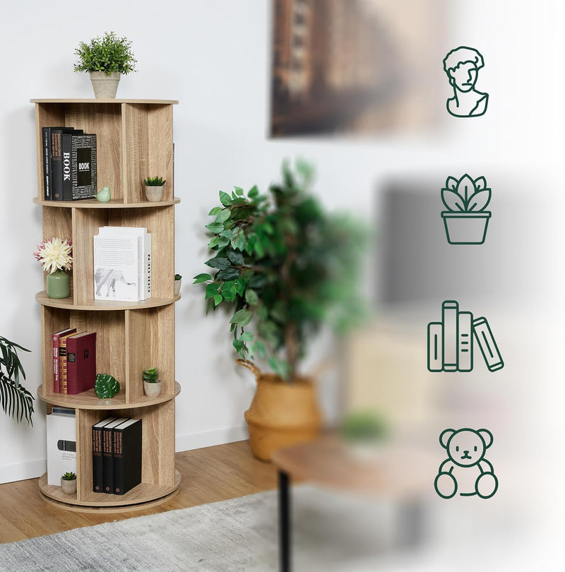 Rotating Bookcase 15 Compartments Hxd: Wood