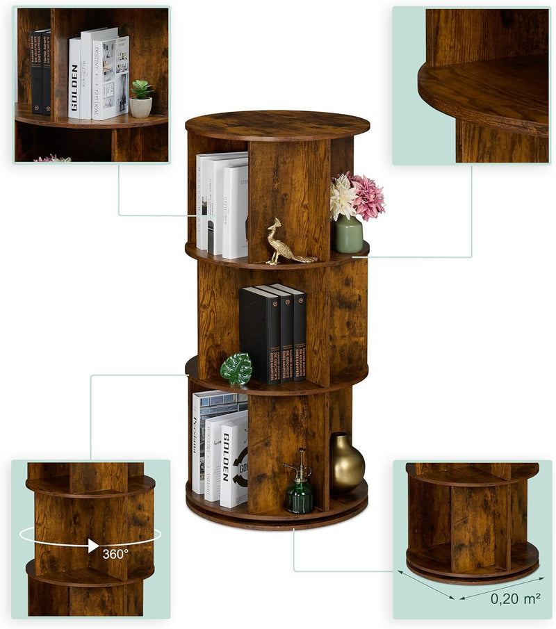 Rotating Bookcase 15 Compartments Hxd: Wood