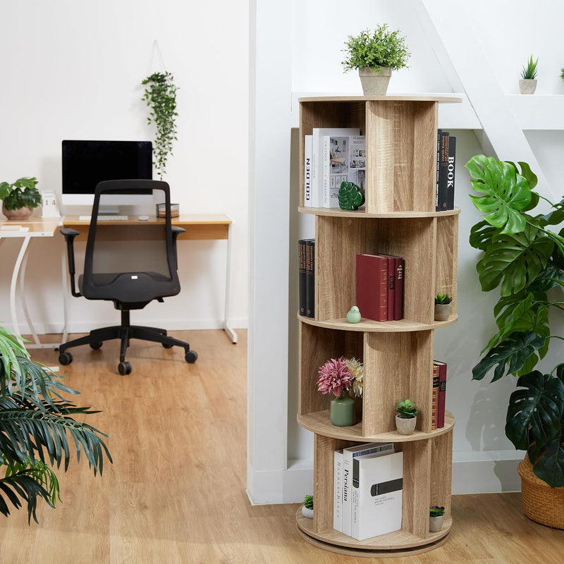 Rotating Bookcase 15 Compartments Hxd: Wood