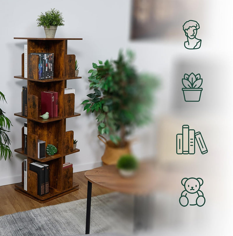 Rotating Bookcase 360-Degree Swivel 3 Tiers