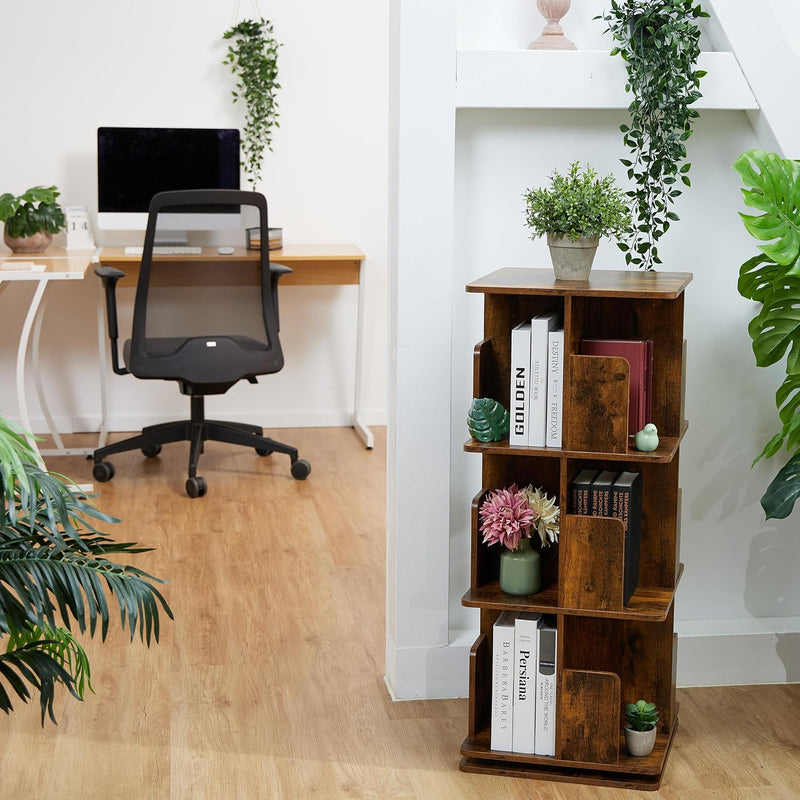 Rotating Bookcase 360-Degree Swivel 3 Tiers