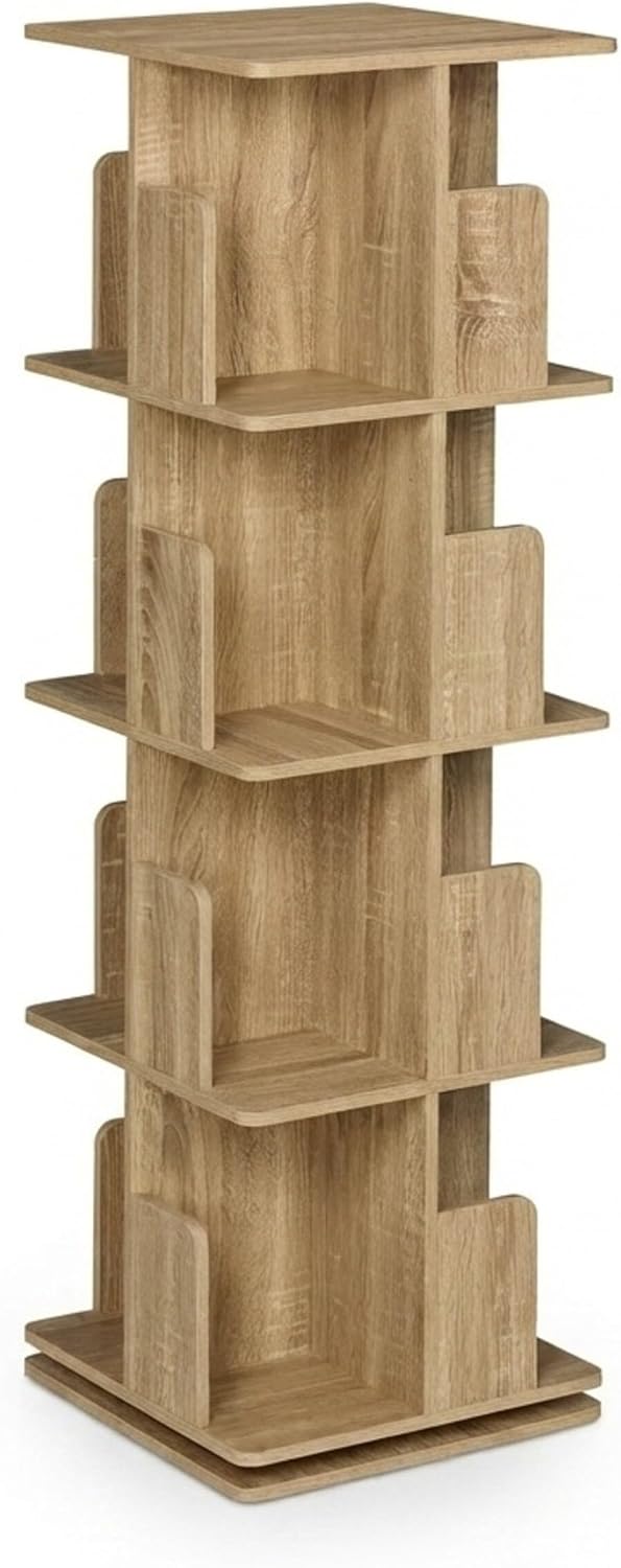 Rotating Bookcase 360-Degree Swivel 4 Levels Shelves