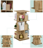 Rotating Bookcase 360-Degree Swivel 4 Levels Shelves