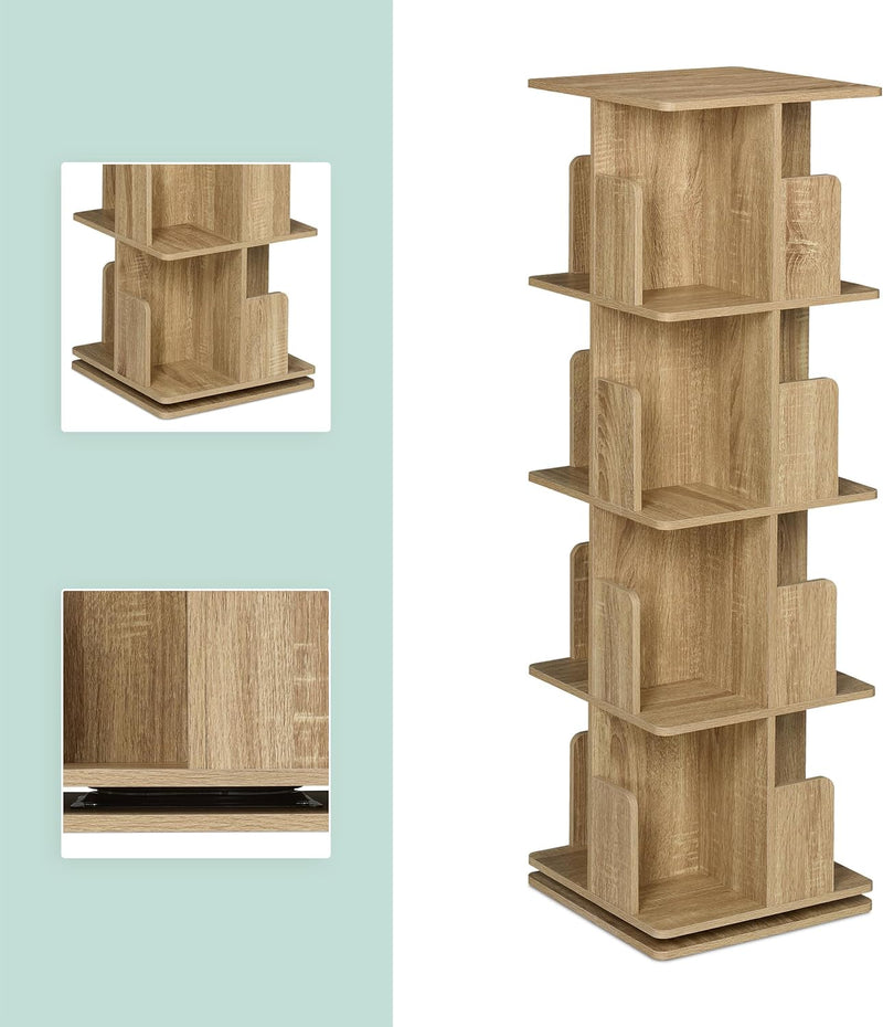 Rotating Bookcase 360-Degree Swivel 4 Levels Shelves