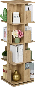 Rotating Bookcase 360-Degree Swivel 4 Levels Shelves