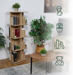 Rotating Bookcase 360-Degree Swivel 4 Levels Shelves