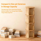 Rotating Bookcase Solid Wood Standing Shelf Floor