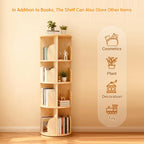 Rotating Bookcase Solid Wood Standing Shelf Floor