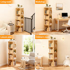 Rotating Bookcase Solid Wood Standing Shelf Floor