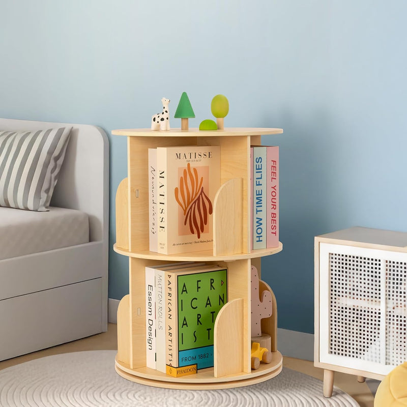Rotating Bookshelf 3 Tier Corner Spinning for Small