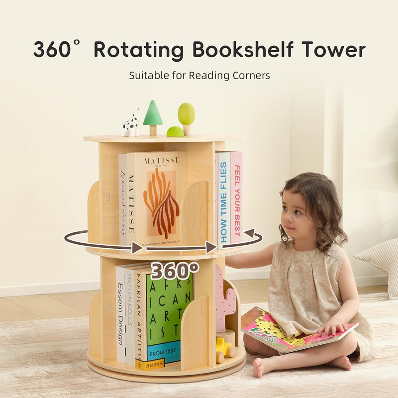Rotating Bookshelf 3 Tier Corner Spinning for Small