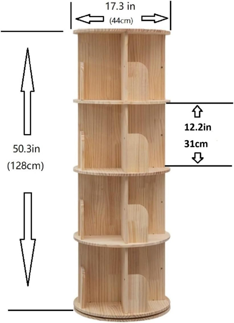 Rotating Bookshelf 360 Display Floor Standing Bookcase Storage