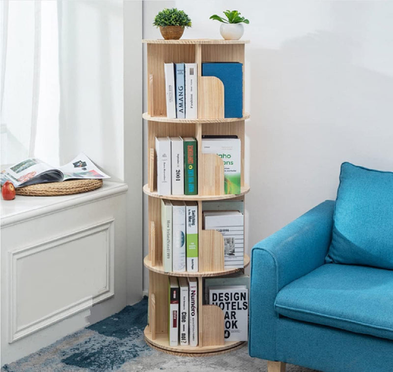 Rotating Bookshelf 360 Display Floor Standing Bookcase Storage