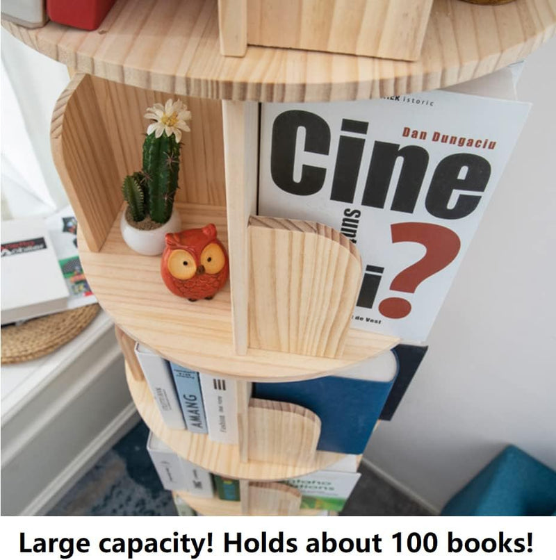 Rotating Bookshelf 360 Display Floor Standing Bookcase Storage