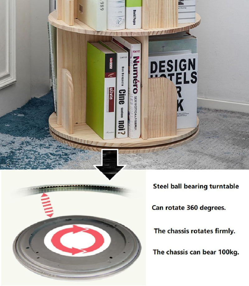 Rotating Bookshelf 360 Display Floor Standing Bookcase Storage