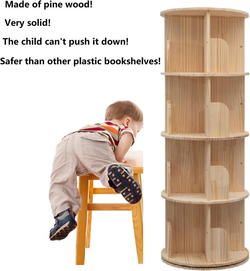 Rotating Bookshelf 360 Display Floor Standing Bookcase Storage