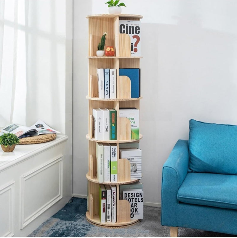 Rotating Bookshelf 360 Display Floor Standing Bookcase Storage