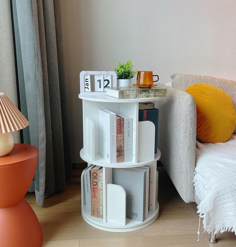 Rotating Bookshelf 360 Display Floor Standing Bookcase Storage