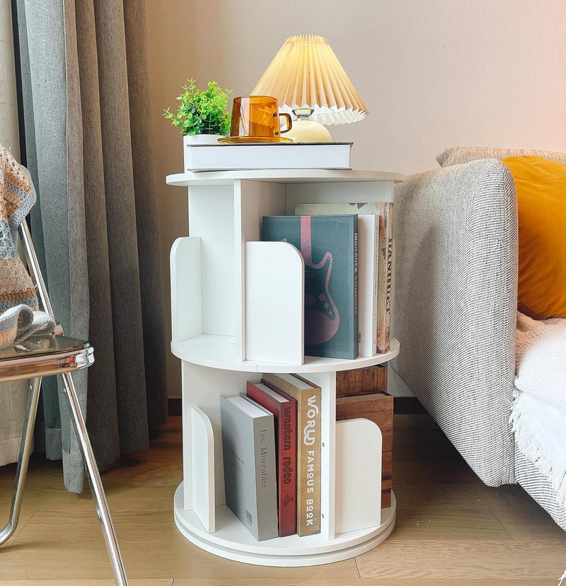 Rotating Bookshelf 360 Display Floor Standing Bookcase Storage