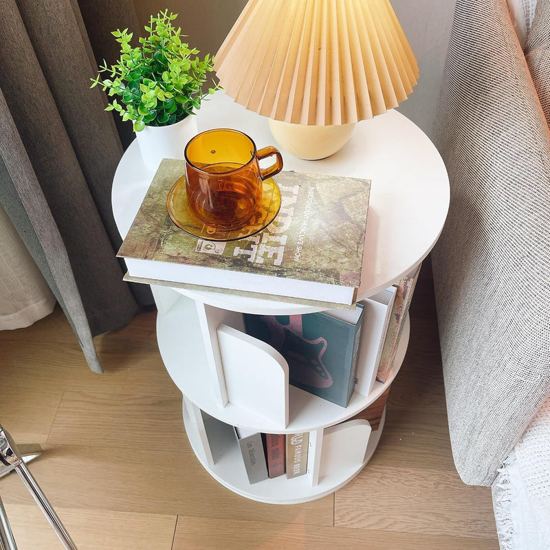 Rotating Bookshelf 360 Display Floor Standing Bookcase Storage